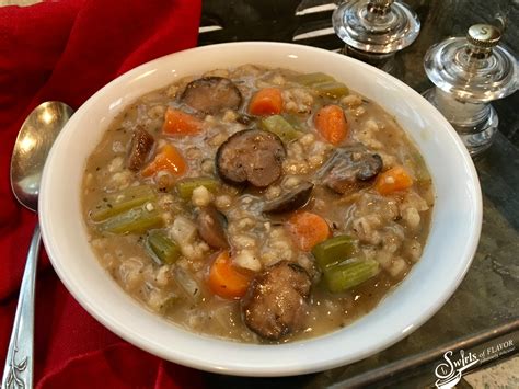 Slow Cooker Mushroom Barley Soup - Swirls of Flavor