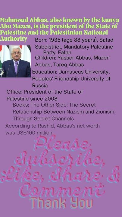 "Mahmoud Abbas (Abu Mazen) Biography: President of Palestine | PLO ...