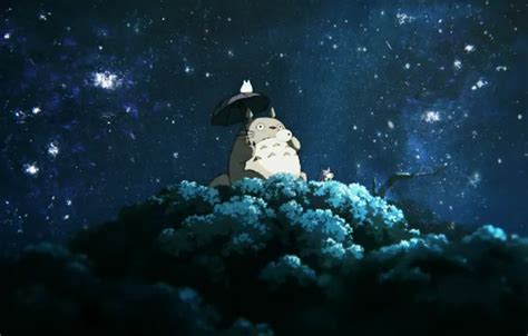 Wallpaper night, tree, My neighbor Totoro, My Neighbor Totoro, drinking ...