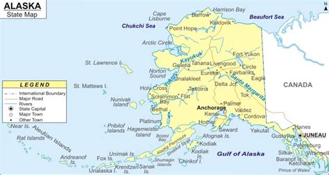 Alaska Map, Map of Alaska State with Cities, Road, River, Highways