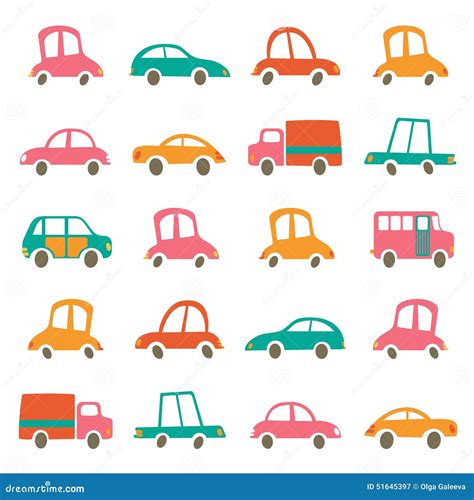 Colorful Cute Cars Collection Stock Vector - Illustration of cute ...