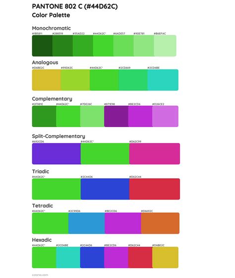 PANTONE 802 C color palettes - colorxs.com