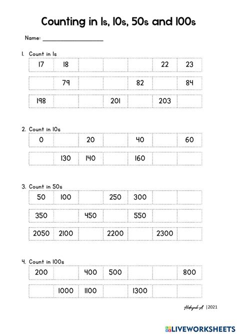 Counting By 1s 10s 50s 100s Worksheet - CountingWorksheets.com