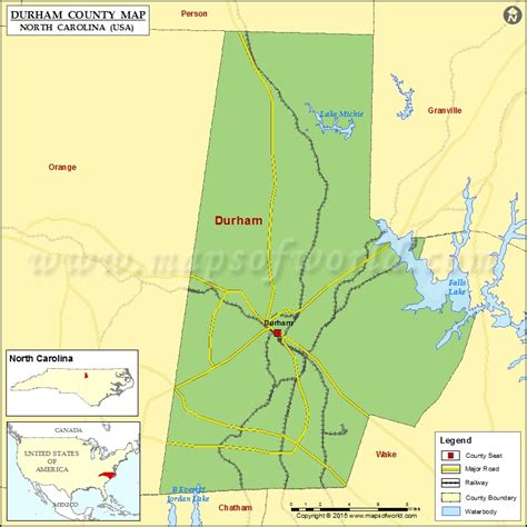 Durham County Map, North Carolina