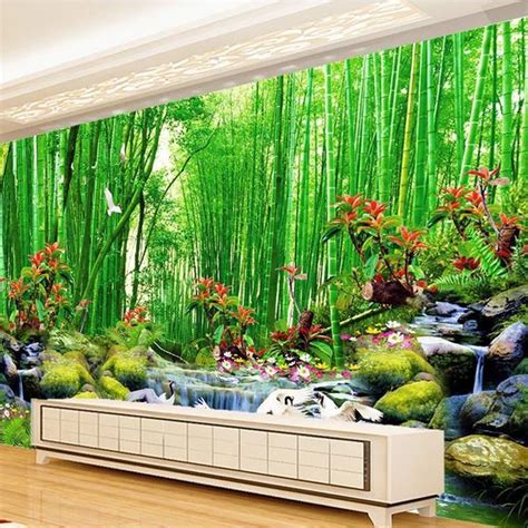 3D Wall Mural Wallpaper Landscape Bamboo Forest Wall Paper Natural ...