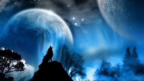 Wolf Howling at the Red Moon Wallpaper (62+ pictures) - WallpaperSet