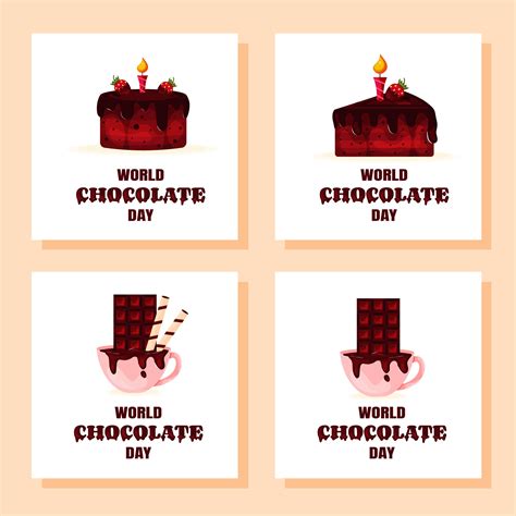 Set of Greeting Card for World Chocolate Day 8889481 Vector Art at Vecteezy