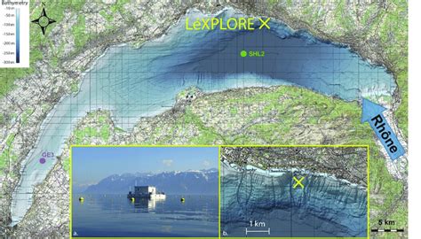 Map of Lake Geneva showing the location of the LéXPLORE platform as a ...