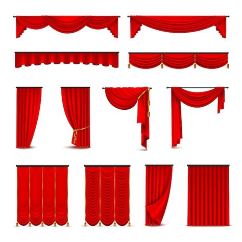 Free Vector | Luxury scarlet red silk velvet curtains and draperies ...