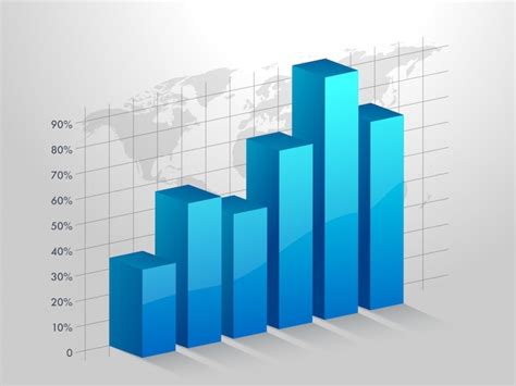 Gráfico de barra azul 3d gráfico para empresas. | Vetor Premium