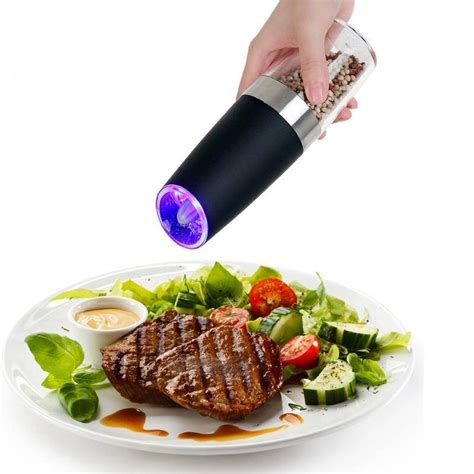 Luxury Automatic Electric Pepper Grinder LED Light Salt Pepper Grinding ...