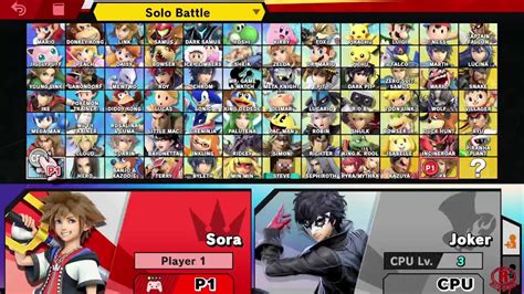 Super Smash Bros. Ultimate - All Characters & Colors + DLC (Sora ...