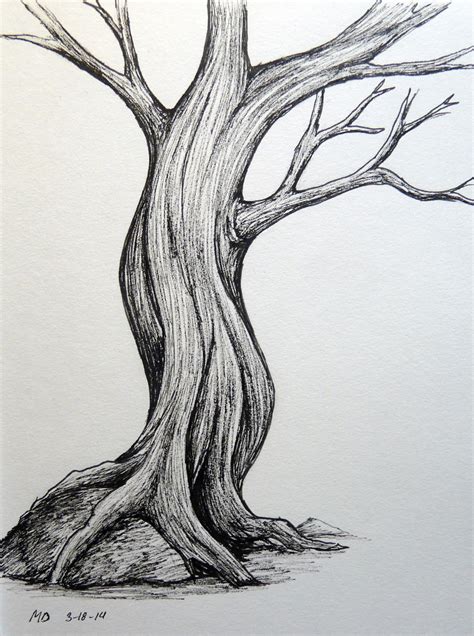 Tree Drawing Simple, Art Drawings Simple, Realistic Drawings, Simple ...