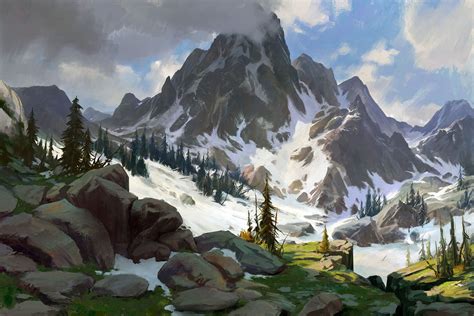 snow mountain, hongqi zhang | Fantasy landscape, Landscape concept ...