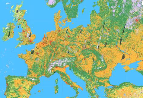 An example land cover map of a part of Europe received by the Google's ...