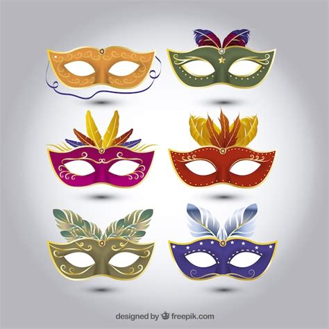 Set of carnival masks with different designs Vector | Free Download