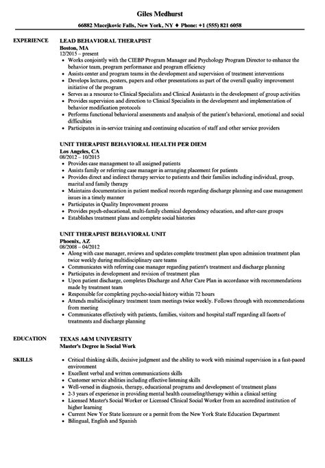 Behavioral Therapist Resume Samples | Velvet Jobs