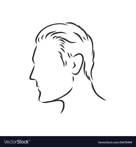 Outline side profile a human male head male Vector Image