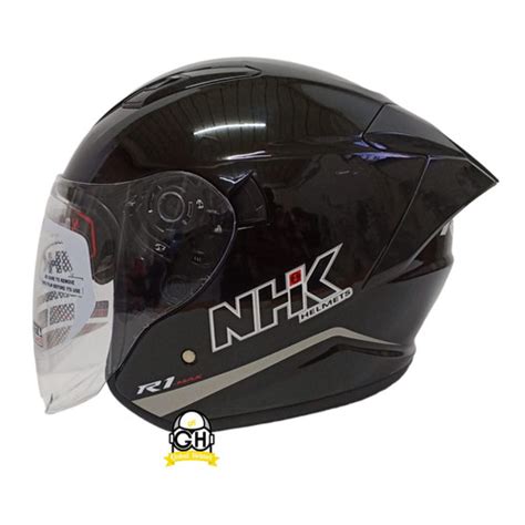 Jual HELM / NHK / HELM NHK R1 / HELM NHK R1 MAX SOLID BLACK GLOSSY ...