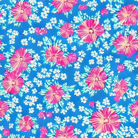 Vintage 90s Blue Floral Pattern · Creative Fabrica