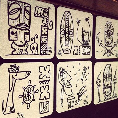 Tiki tOny • Doodling on coasters while waiting in line at... Tiki ...