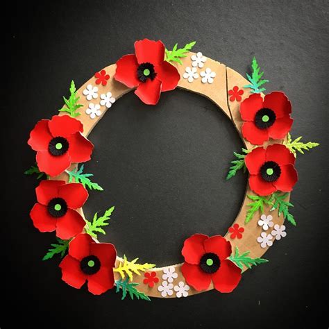 Anzac paper poppy flower wreath – Artofit