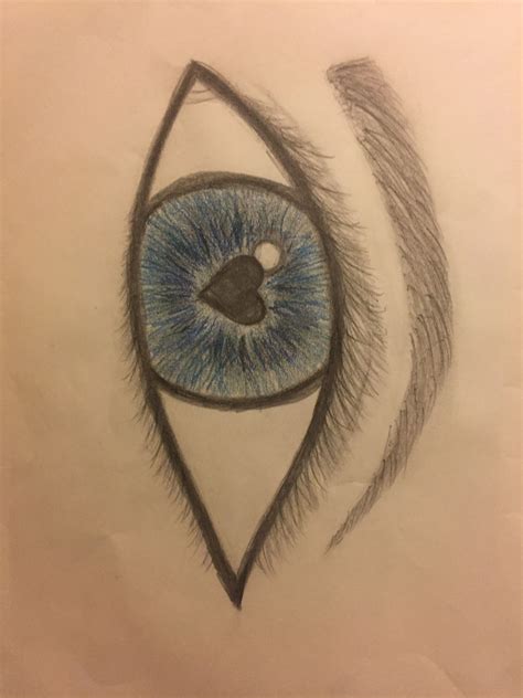 Blue eyes w/ heart pupil | Heart drawing, Eye drawing, Drawings