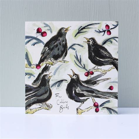 Four Calling Birds Christmas Card Pack Of Six By Anna Wright ...