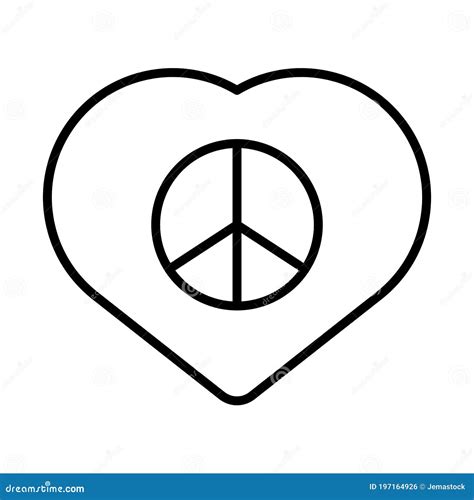 Heart with Peace Symbol Line Style Icon Stock Vector - Illustration of ...