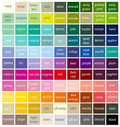 Printable Color Chart