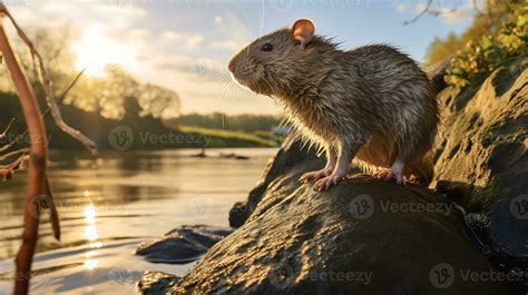 Close-up photo of a Rat looking in their habitat. Generative AI ...