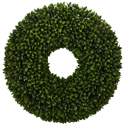 Nearly Natural 24in. Boxwood Artificial Wreath, Plastic (Green ...