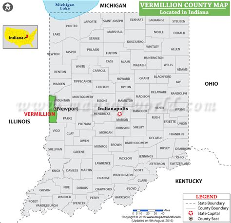 Vermillion County Map, Indiana