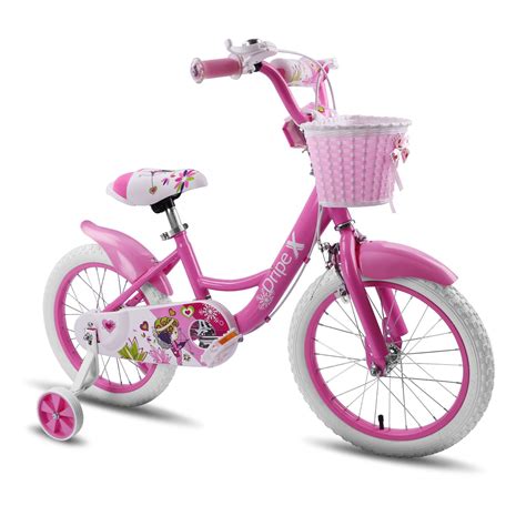 Dripex 12 14 16 Inch Girls Bike with Training Wheels and Basket Pink ...