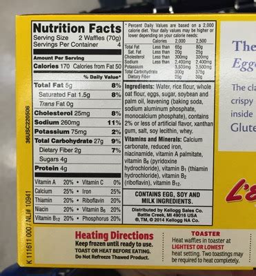 Eggo Waffles Nutrition Facts Label - Juleteagyd