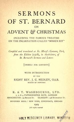 Sermons of St. Bernard on Advent and Christmas | Open Library