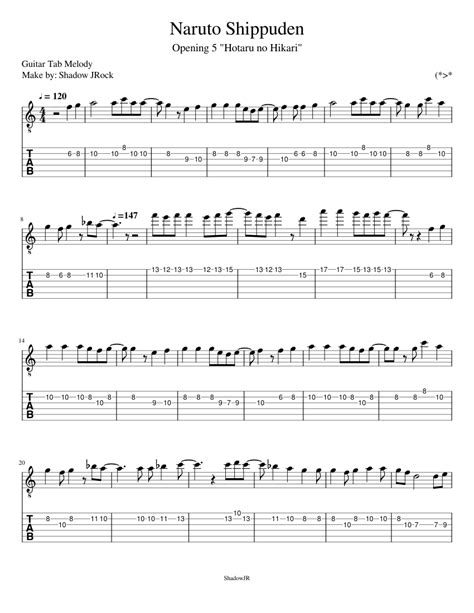 Naruto Shippuden Opening 5 Sheet music for Guitar (Solo) | Musescore.com