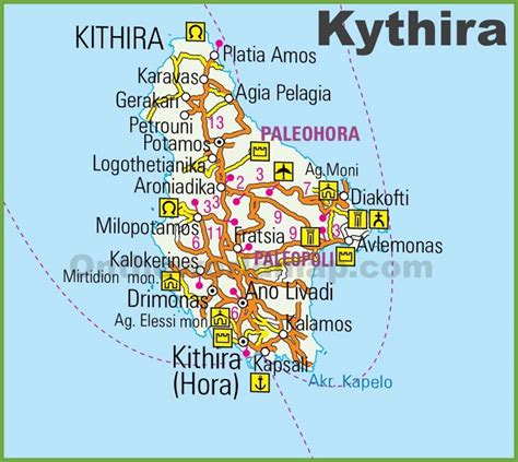 Kythira road map - Ontheworldmap.com