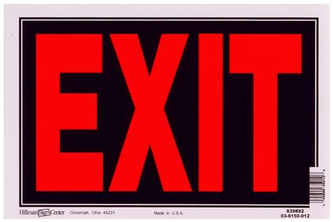 Cosco® Exit Sign With Glow-in-the-Dark Text, 8 X 12, Red ...