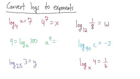 Convert Logs to Exponents - 6 Examples - YouTube