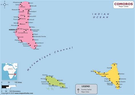 Comoros Major Cities Map | List of Major Cities in Different States of ...