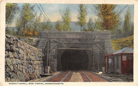 Structurae [en]: White border postcard of the west portal of the Hoosac ...