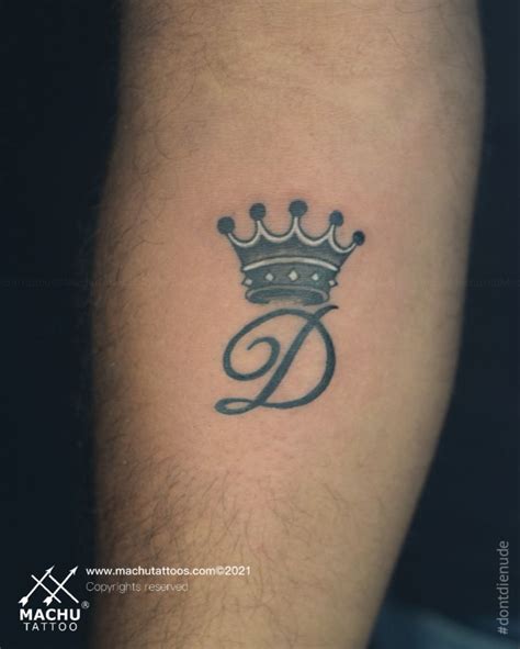 Letter D with Crown Tattoo