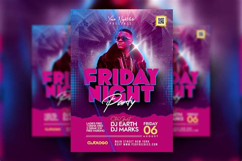 Glitter Friday Night Club Party Flyer Template Free Download | Resource Boy