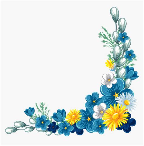 Transparent Floral Border Png - Blue Flower Border Clipart, Png ...