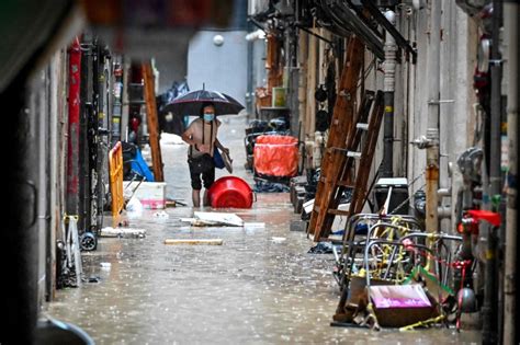 Hong Kong record rainfall, flooding after 'black' storm hits