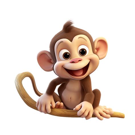 Cute monkey infant, baby monkey cartoon clipart AI Generated 27241792 PNG