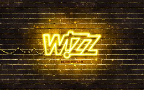 Download wallpapers Wizz Air yellow logo, 4k, yellow brickwall, Wizz ...