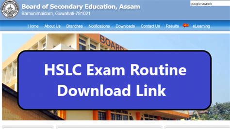 Assam SEBA HSLC Exam Routine 2023, Class 10th Time Table