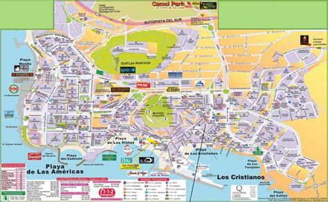 Los Cristianos and Playa de las Américas hotel map - Ontheworldmap.com